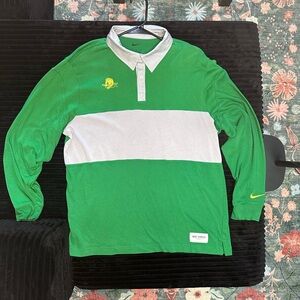 Nike Green and White Polo Oregon Ducks Shirt
